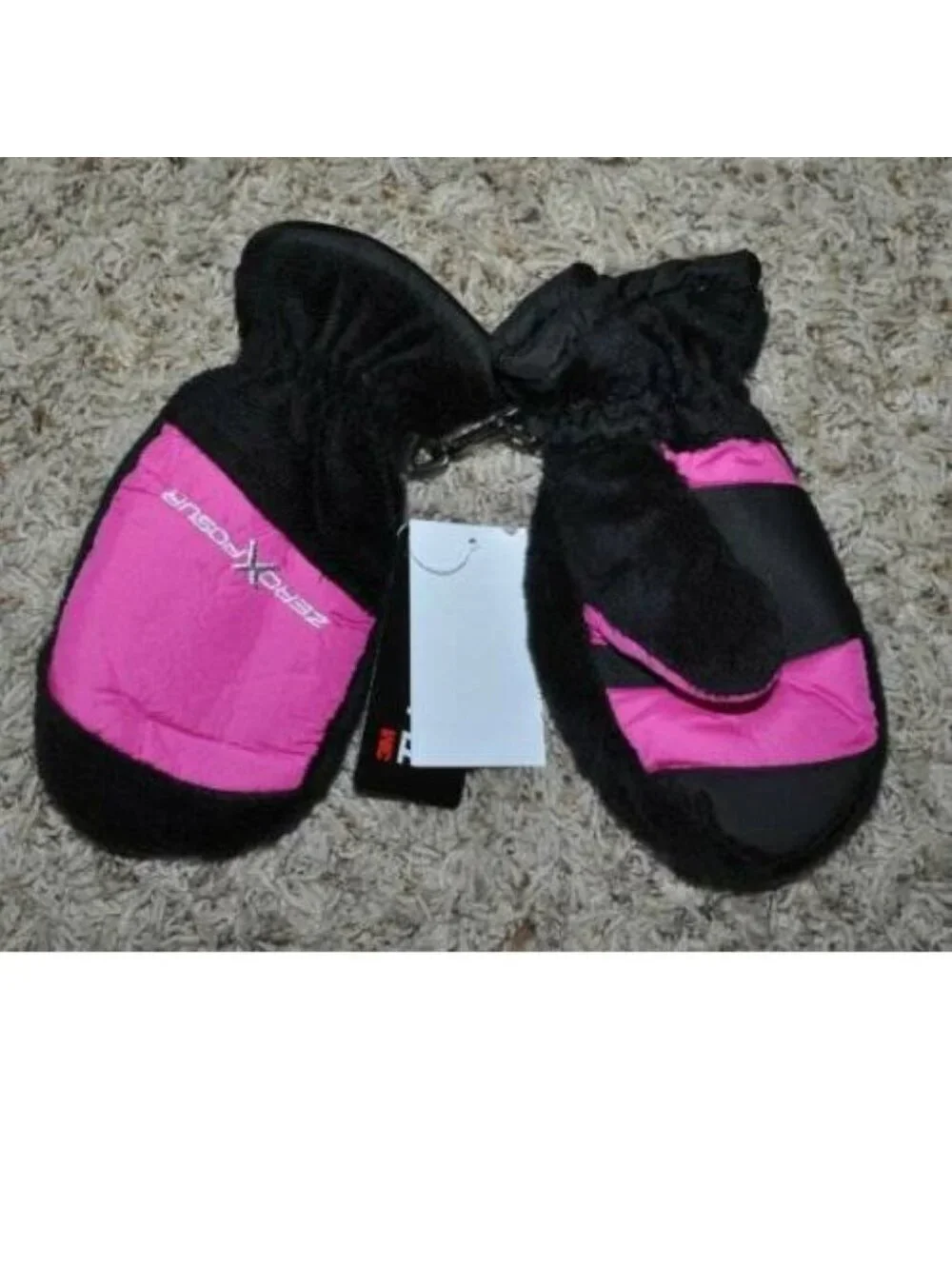 Zeroxposur Mittens 4/6X Girls Fleece Black Pink Gloves Thinsulate Winter Snow
